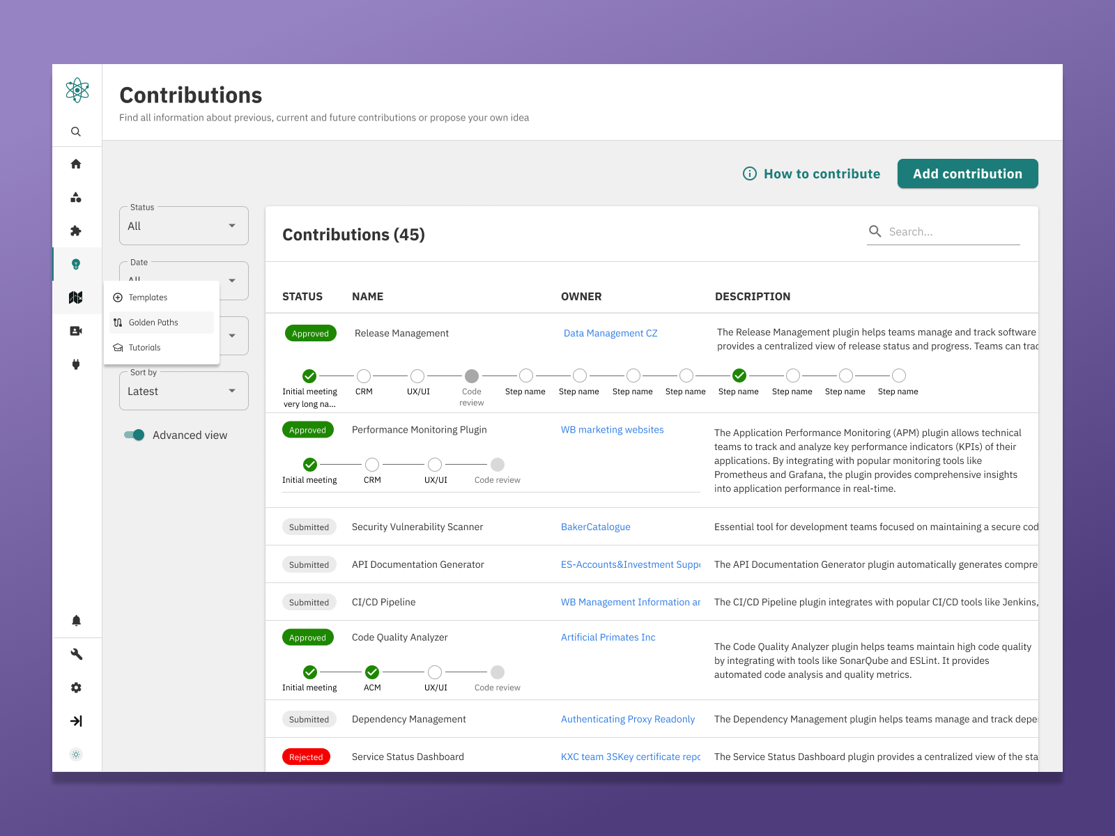 Collapsed sidebar